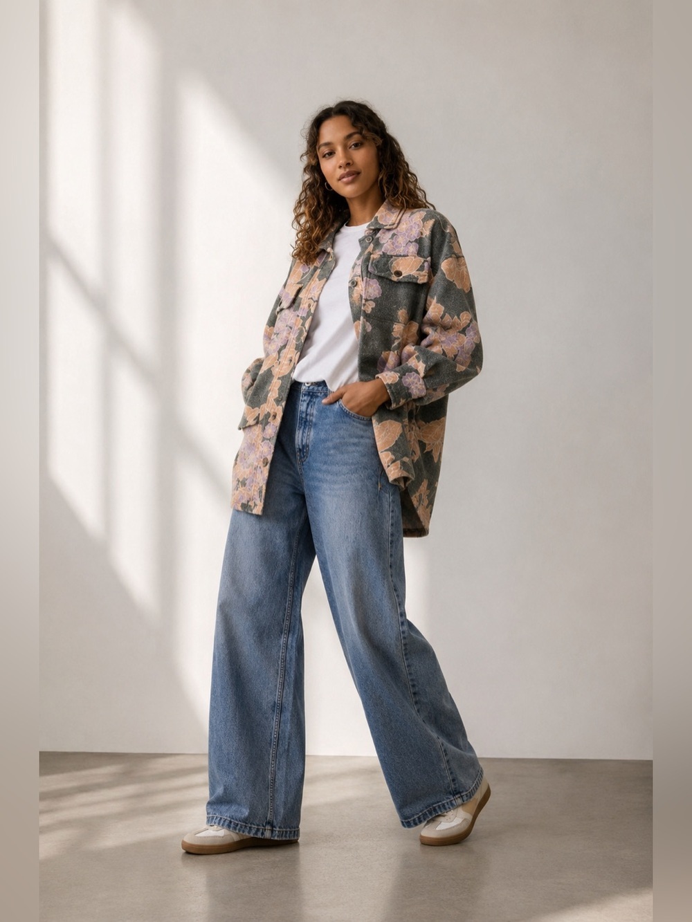 Free People Floral Shacket Jacket NWT Oversized Boho Layering Piece